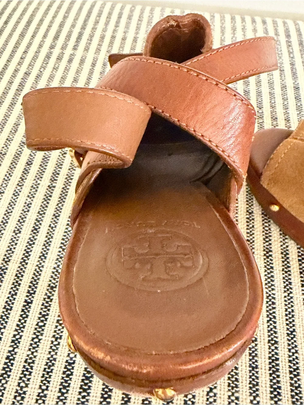 Tory Burch Brown Suede & Leather High Heel Clog Mules